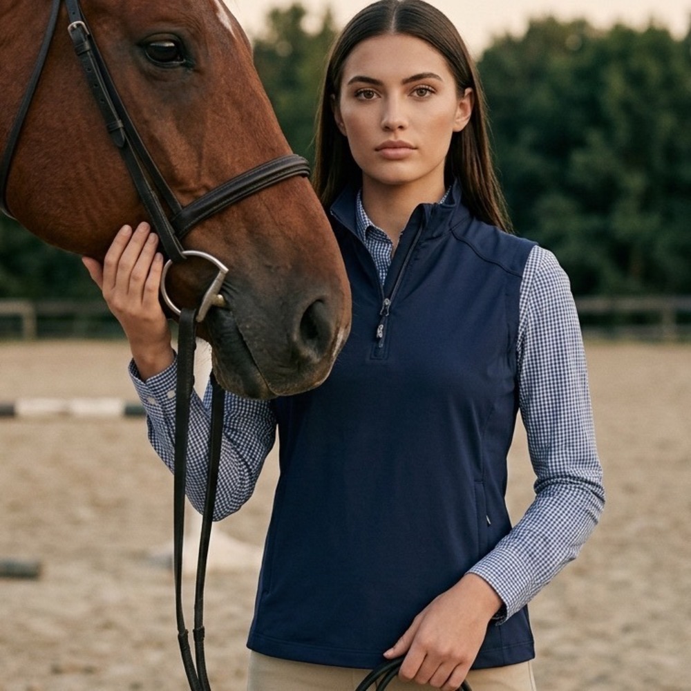 Core 365 Ladies Navy Blue Quarter Zip Vest Water Resistant Large